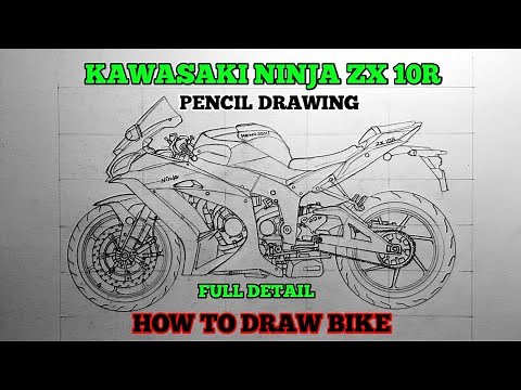 Kawasaki ninja zx 10r drawing | How to draw bike | uk07 rider @uk07rider