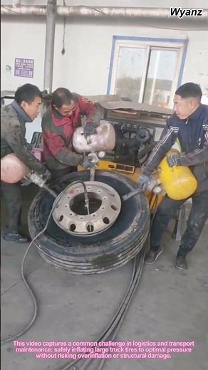 Giant Tire Inflation: Safe Truck Tire Filling Technique! 🛞💨