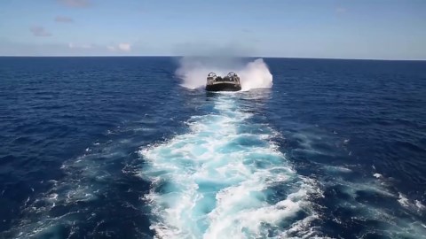 US Navy LCAC hovercraft launch & recovery
