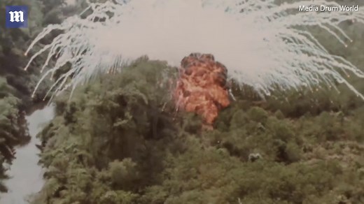 US bombs pummel North Vietnam in 1960s fighter plane footage