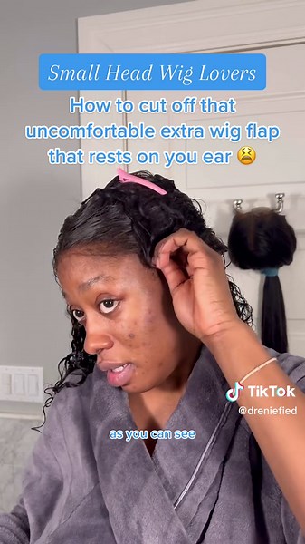 How to Cut Off Uncomfortable Extra Wig Flap Resting on Ear