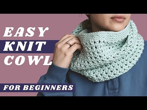 How to Knit a Cowl for Beginners - Free & Easy Lace Circle Scarf Knitting Pattern - Eyelet Rows Cowl