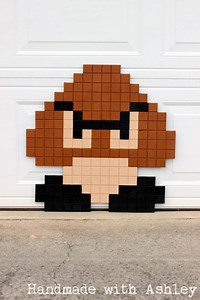 Super Mario Bros 8-bit Goomba Pixel Art | DIY Tutorial - Handmade with Ashley