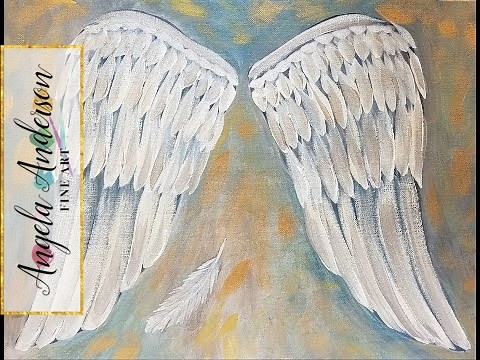 ANGEL WINGS Acrylic Painting Tutorial Easy Beginner Canvas LIVE