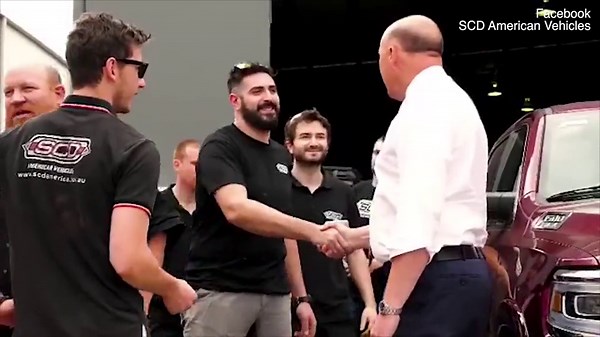 SCD American Vehicles ad featuring official visit from Peter Dutton