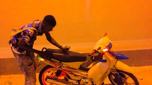 Interacting with a Unique Outdoor Motorcycle