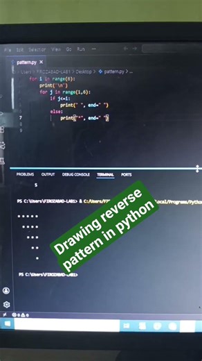 Star Pattern in python using for loop