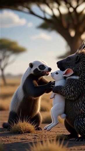 Why The Sudden Scream?😱 Badger Attacks a Porcupine, and Instantly Gets Its Face Ripped by Spikes!🦡