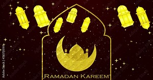 4K Ramadan Background with Islamic moon and lantern. Ramadan Kareem festival BG on colored background. Ramadan Background for scenes, Ramadan Kareem, Eid Al-Fitr, Greeting, and Eid Al-Adha.