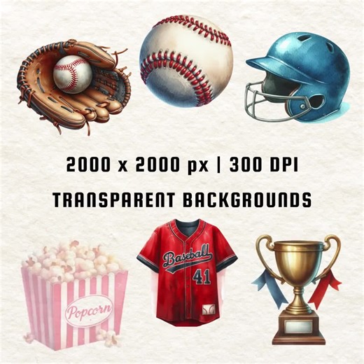 25 Baseball Watercolor Clipart: Sports Graphics (PNG Digital Download) - Etsy