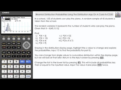 Binomial Distribution Probabilities Using The Distribution App On A Casio fx-CG50 | #Calculator
