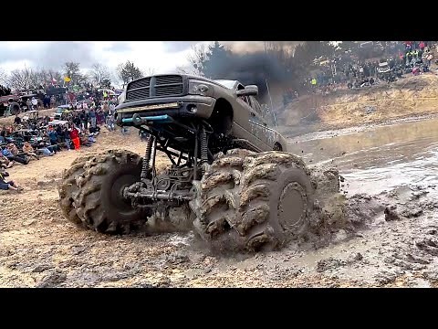 Mega Trucks Attempt Impossible Mud Pit