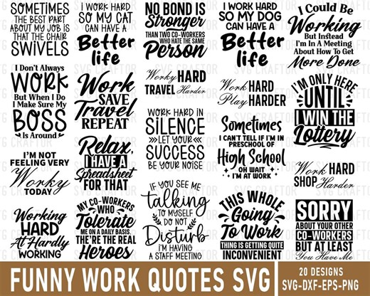 Funny Work Quotes SVG Bundle: Office Humor Cut Files (digital Download) - Etsy