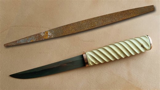 Fluted Handle Knife Made from an Old File