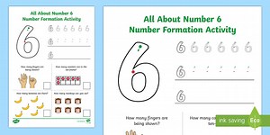 All About Number 6 Number Formation Worksheet