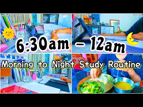(6:30AM-12AM) Morning☀️ to Night🌃 Study Routine | Productive + Busy Study Vlog🌷| Study More