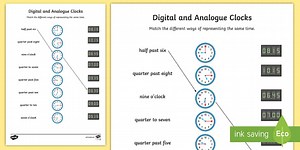 Digital and Analog Clocks Worksheet