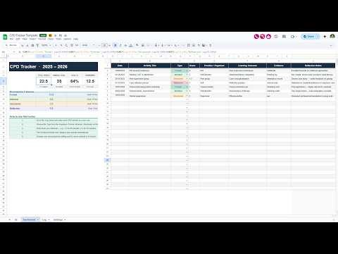 CPD Tracker Template (Free) - Log and Plan Your CPD Progress