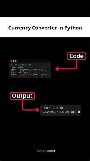 Build a Currency Converter in Python in 10 Seconds! 🐍🔥 #developer #python #pythonproject #ronaldo