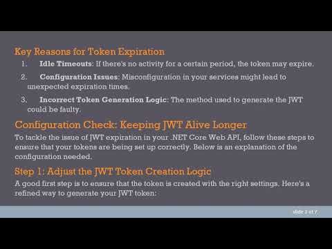 How to Prevent JWT from Expiring Too Quickly in .NET Core Web API