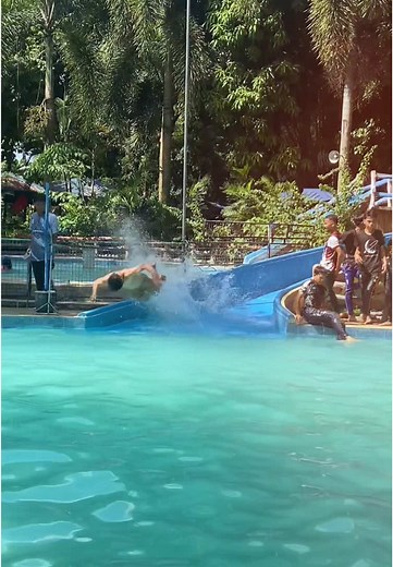 Freestyle Water Slide Fun in Public Pools