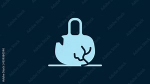 White Broken weight icon isolated on blue background. Kilogram weight block for weight lifting and scale. Mass symbol. 4K Video motion graphic animation