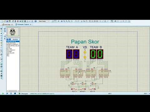 Rangkaian Papan Skor Digital (simulasi ISIS Proteus) | Rangkaian Dasar up Counter IC 74192