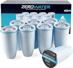 ZeroWater Official Replacement Filter – 5-Stage 0 TDS Zero Water Replacement Filter – System IAPMO Certified to Reduce Lead, Chlorine, Heavy Metals, & Forever Chemicals PFOA/PFOS, 8-Pack