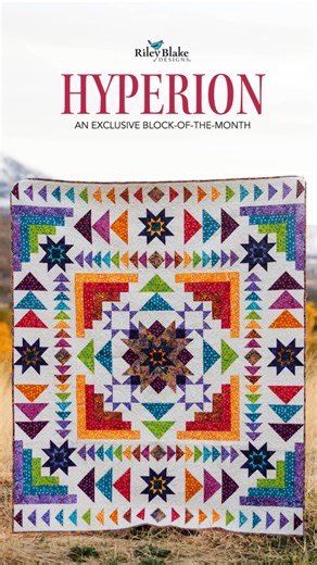 Are you ready for the Hyperion Block of the Month?! This modern twist on tradition features stars, flying geese, and log cabin blocks in vibrant Riley Blake Designs Batiks. This exclusive 7-month program begins in January 2026 and is the perfect way to start your new year of quilting. Find all the details and see where to purchase kits in our latest blog post! https://www.rbdblog.com/2025/11/05/hyperion-exclusive-block-of-the-month/ | Riley Blake Designs