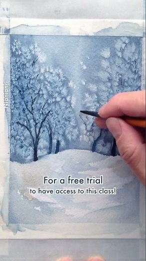 Lets Paint Loose Frosty Trees with Watercolors