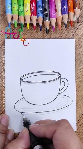 How to draw a cup very easily in less than a minute - drawing in seconds