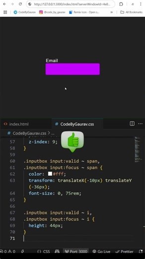 ✍️ Input Field Animation using HTML & CSS #webdevelopment #coding #htmlcss #shorts