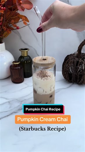 Literally cant stop drinking these this Fall 🎃☕️🍂. Make this pumpkin cream chai at home! #falldrinkspecials #starbucksdrinkrecipes #icedchaiwithpumpkinfoam