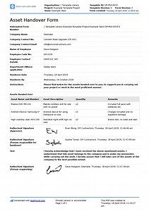 Asset Handover Form Template: Better than Word, Excel and PDF