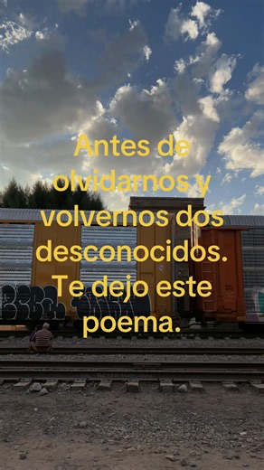 DOS EXTRAÑOS Curioso cómo nos conocimos pero aún más cómo coincidimos. Algo fuera de lo normal. La historia comenzó, aprendi de ti y tú de mi y asi me enamoré. Soñamos un par de veces y nos besamos unas tres, como cualquier enamorado. Todo era risa y de repente nos alejamos de prisa. Dejaste de buscarme en la mañana, me olvidaste por la tarde y de noche solo llorabas. Yo me olvidé de tu labial... no estuviste en mi cumpleaños pues ya no hablamos. Te convertiste en lo que fuiste cuando no sabia t
