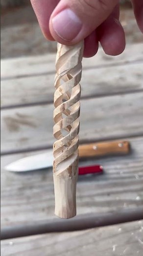 Finished whittling a triple spiral with the LionSteel B35 and Victorinox Rambler #whittling #edc