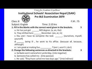 C. English (Class-8) Pre BLE 2079 by ISAN