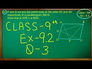 Class 9th , Ex - 9.2 Qno - 3 ( Areas of Parallelograms and Triangles ) CBSE NCERT