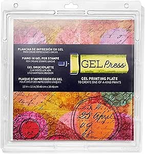 Gel Press Monoprinting Print Plate - 12” X 12” Gel Plate - Printmaking Supplies - Reusable Gel Printing Plate for Press Art for Card Making, Scrapbooking, Journaling, Arts and Crafts, Home Decor