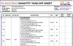 Construction Material Takeoff - Excel Spreadsheet & Templates