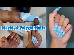 DIY MARBLED POLYGEL NAILS FOR BEGINNERS | Nail Tutorial