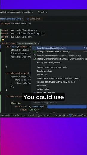 Command completion: Refactoring and code transformation