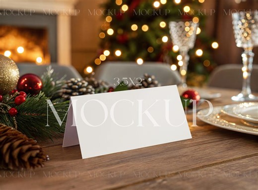 Place Card Mockup – Horizontal Holiday Table Card Display (digital Download) - Etsy UK
