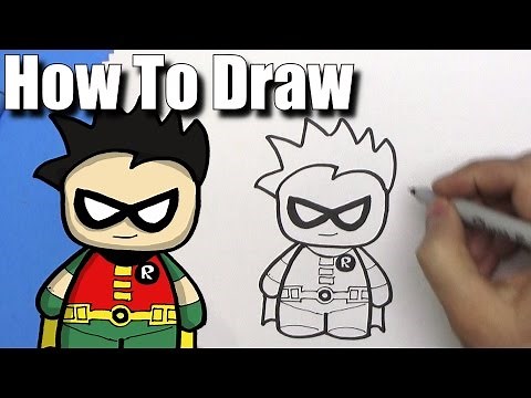 How To Draw a Cute Cartoon Robin from Batman - EASY Chibi - Step By Step - Kawaii