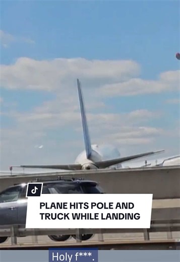 United Airlines Plane Strikes Pole and Truck at Newark