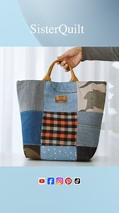 DIY old jeans recycle patchwork bag #diy #bag #old #denim #recycle #howto #handmade #sewing #ideas | SisterQuilt