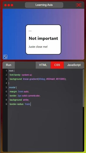 Modal With Close Button | HTML CSS