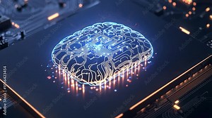 Quantum computing brain concept, leveraging quantum mechanics for faster, more powerful AI brain computations
