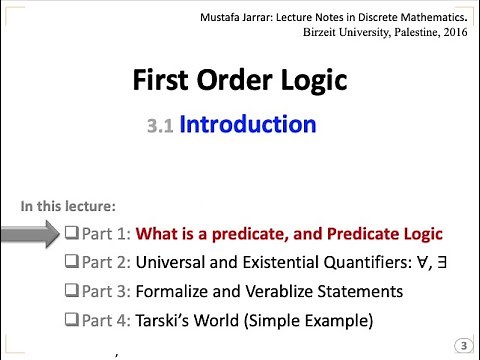 3.1 (P1/4) What is First Order Logic