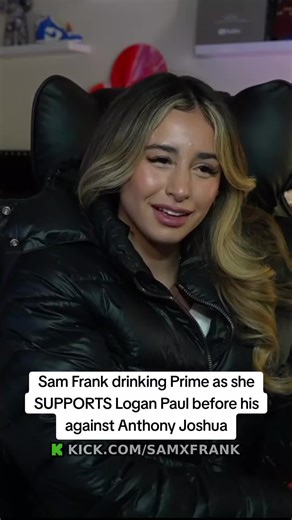Sam Frank drinking Prime as she SUPPORTS Logan Paul before his fight against Anthony Joshua #samfrank #fyp #fypツ